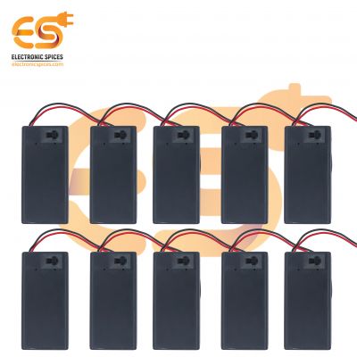 9v Battery Holder Box Case Hard Plastic with Wire Lead On Off Switch Cover pack of 10 (65mm x 30)
